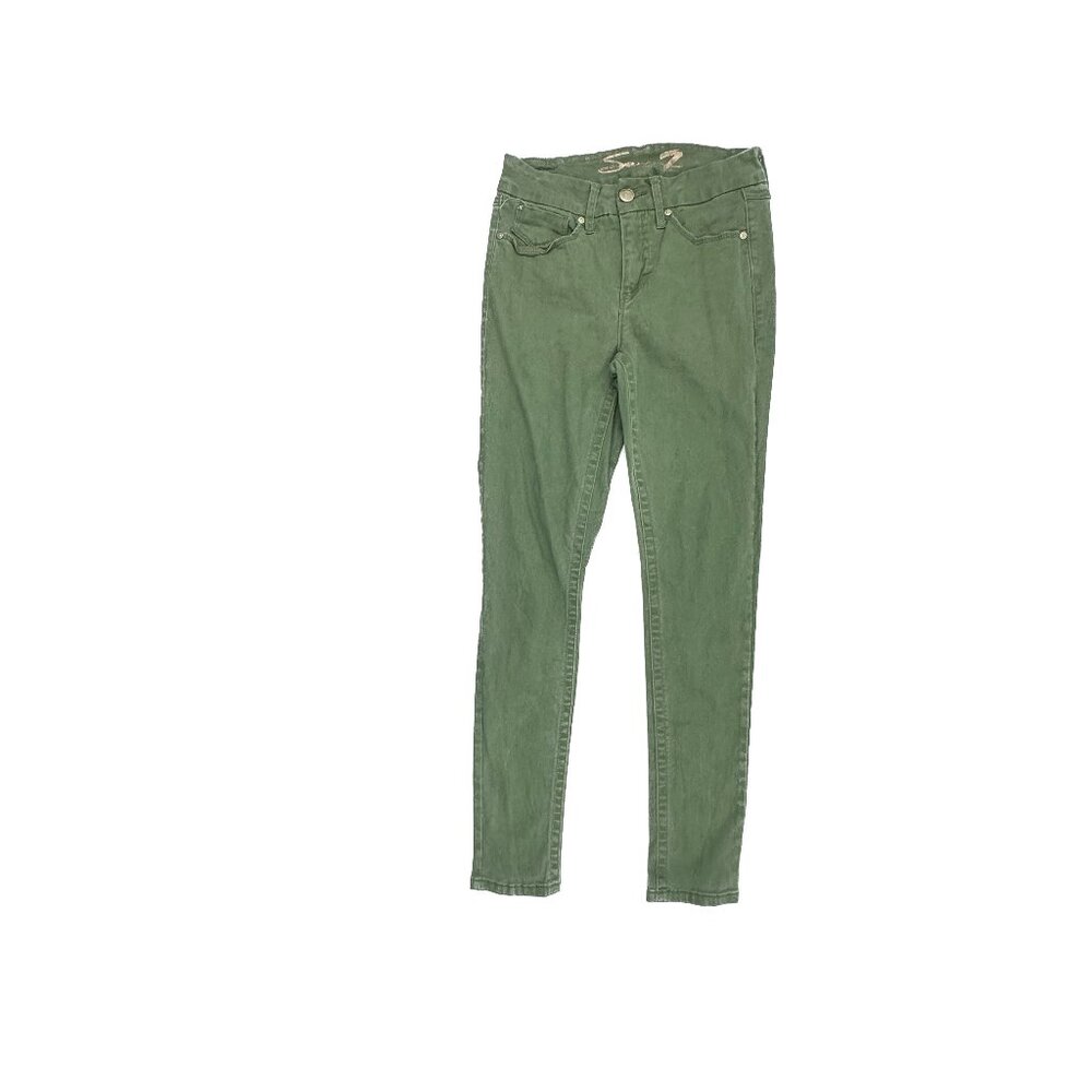 Seven7 Tummyless High Rise Skinny Women's size 4 Green Denim Jeans‎